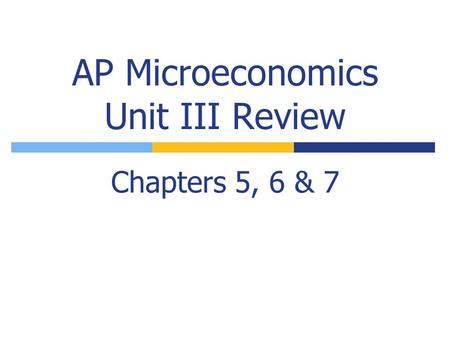 AP Microeconomics Unit III Review Chapters 5, 6 & 7.