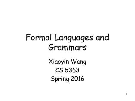 Formal Languages and Grammars