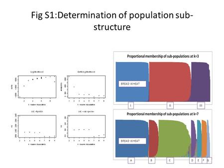 Fig S1:Determination of population sub- structure IIIIII ADCBGFE BREAD WHEAT.