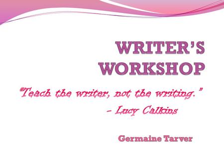 Writer’s Workshop is a structure and a reflective process. Authors write about topics that matter to them as they move through the steps of the writing.