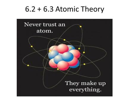6.2 + 6.3 Atomic Theory.