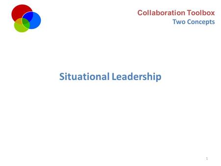 1 Collaboration Toolbox Two Concepts Situational Leadership.