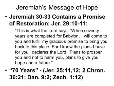 Jeremiah’s Message of Hope
