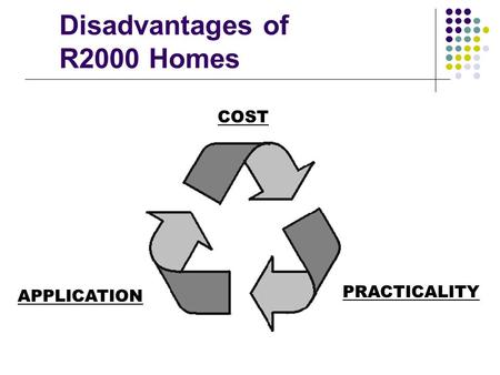 Disadvantages of R2000 Homes APPLICATION PRACTICALITY COST.