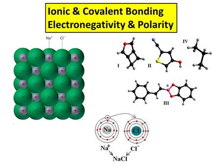 Ionic & Covalent Bonding Electronegativity & Polarity.