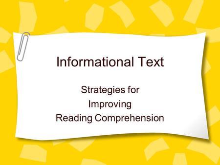 Strategies for Improving Reading Comprehension