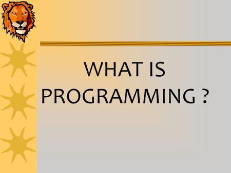 WHAT IS PROGRAMMING ?. A program is a recipe telling the computer what to do Without a program, the computer does absolutely nothing. A program must tell.