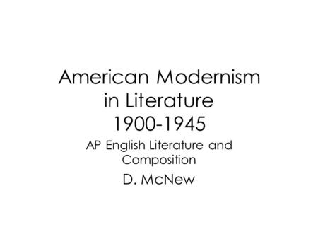 American Modernism in Literature