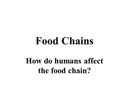 Food Chains How do humans affect the food chain?.
