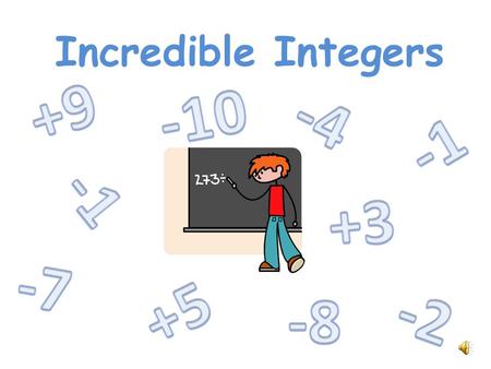 Incredible Integers What is an integer? Integers are the whole numbers and their opposites.