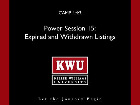 CAMP 4:4:3 Power Session 15: Expired and Withdrawn Listings.