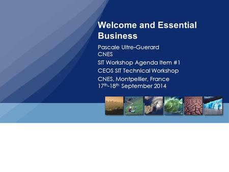 Welcome and Essential Business Pascale Ultre-Guerard CNES SIT Workshop Agenda Item #1 CEOS SIT Technical Workshop CNES, Montpellier, France 17 th -18 th.