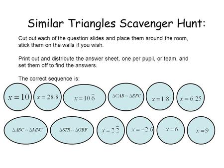 Similar Triangles Scavenger Hunt: