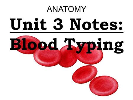 ANATOMY Unit 3 Notes: Blood Typing