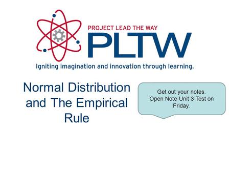 Normal Distribution and The Empirical Rule Get out your notes. Open Note Unit 3 Test on Friday.
