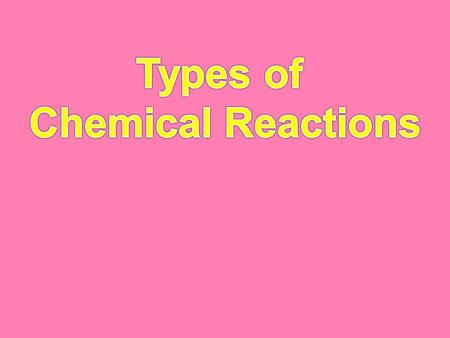 Identify, give evidence for, predict products of, and classify the following types of chemical reactions: 1. Synthesis (combination) 2. Decomposition.