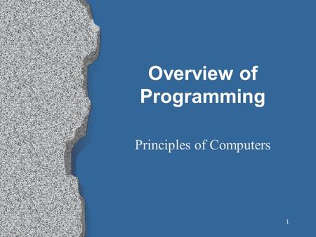 1 Overview of Programming Principles of Computers.