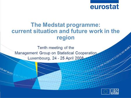 The Medstat programme: current situation and future work in the region Tenth meeting of the Management Group on Statistical Cooperation Luxembourg, 24.