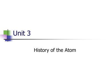 Unit 3 History of the Atom.