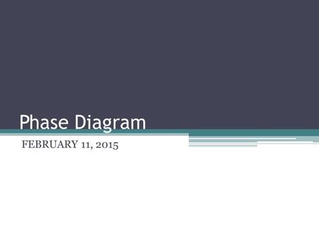 Phase Diagram FEBRUARY 11, 2015. SCIENCE STARTER DO THE SCIENCE STARTER TAKE 3 MINUTES YOU ARE SEATED AND SILENT ALSO TAKE OUT YOUR JOURNAL.