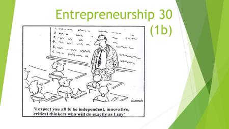 Entrepreneurship 30 (1b). Objectives:  Enterprising People  Identify and describe common characteristics of entrepreneurs  Identify and describe common.