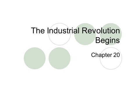 The Industrial Revolution Begins Chapter 20. Vocabulary Memorize the following.