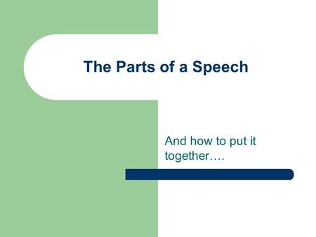 The Parts of a Speech And how to put it together….