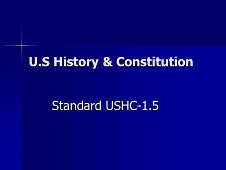 U.S History & Constitution