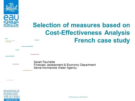 WFD economy 19-20/10/10 Selection of measures based on Cost-Effectiveness Analysis French case study Sarah Feuillette Forecast, assessment & Economy Department.