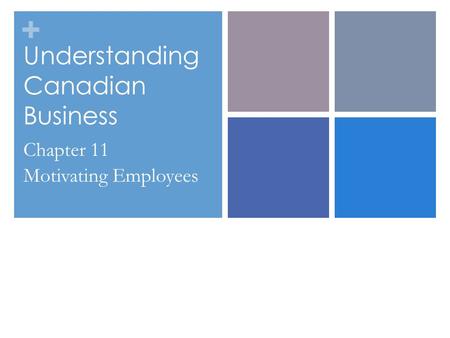 + Understanding Canadian Business Chapter 11 Motivating Employees.