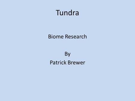 Tundra Biome Research By Patrick Brewer. Tundra Geography & Climate Tundra have 6 to 9 month winters it is cold for most of the year Tundra’s are mostly.