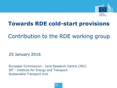 25 January 2016 European Commission - Joint Research Centre (JRC)