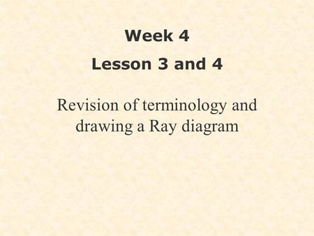 Revision of terminology and drawing a Ray diagram