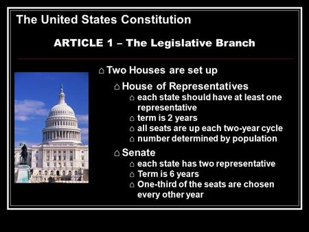 ARTICLE 1 – The Legislative Branch