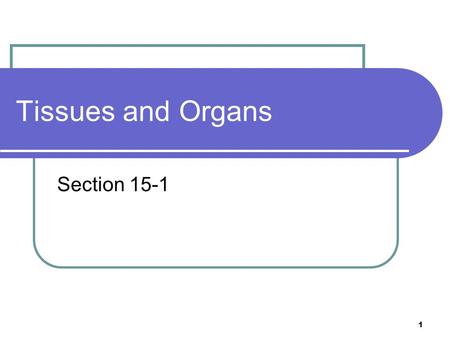 Tissues and Organs Section 15-1.