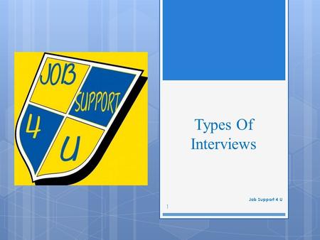 Types Of Interviews Job Support 4 U 1. Screening Interview 2 These are used to ensure candidates meet minimum requirements. Companies use these when they.