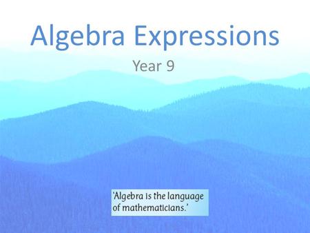 Algebra Expressions Year 9.