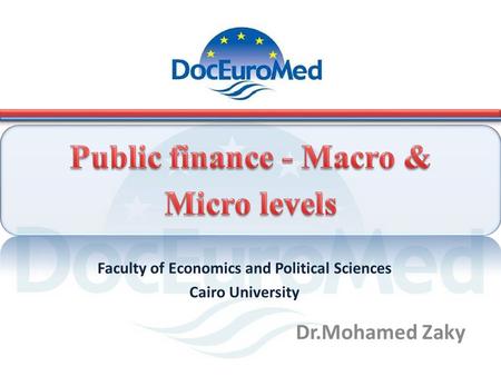 Dr.Mohamed Zaky Faculty of Economics and Political Sciences Cairo University.