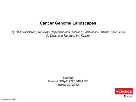 Cancer Genome Landscapes