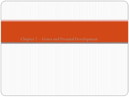 Chapter 2 – Genes and Prenatal Development. From Zygote to Newborn Three main periods of prenatal development 1. Germinal Period (first two weeks after.