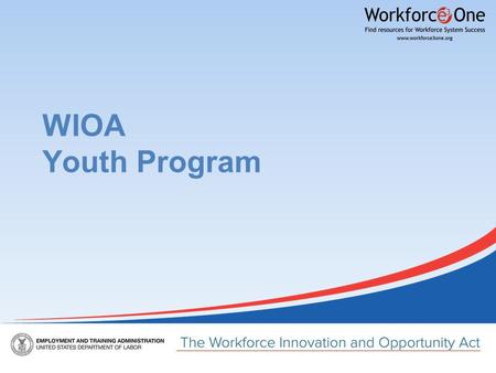WIOA Youth Program. Changes to Youth Eligibility In-School Youth To be eligible youth must be: ●Aged 14 to 21 ●Low-income* ●And one or more additional.