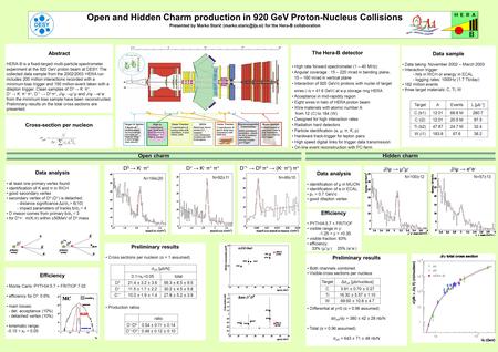 Open and Hidden Charm production in 920 GeV Proton-Nucleus Collisions Presented by Marko Starič for the Hera-B collaboration The.