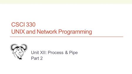 CSCI 330 UNIX and Network Programming