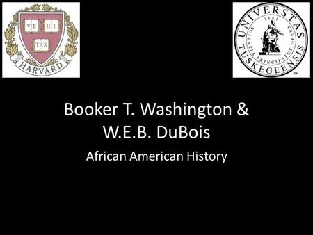 Booker T. Washington & W.E.B. DuBois African American History.