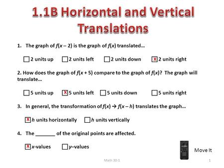 1.1B Horizontal and Vertical Translations