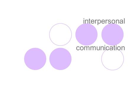 Interpersonal communication. defining the process of message transaction between people to create and sustain shared meaning.