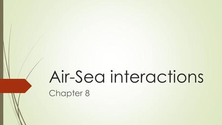 Air-Sea interactions Chapter 8. SOLAR CONNECTION- Air and Sun “Others” represents the percentage of Water Vapor and Aerosols.