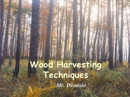 Wood Harvesting Techniques Mr. Distasio. Leave nothing but limbs & branches behind. Works best for large stands with few species of similar ages whose.