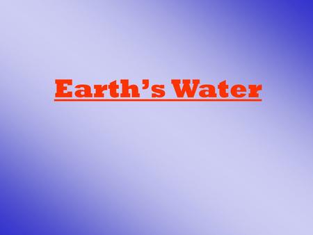 Earth’s Water. Aim: What happens to water once it hits the ground? I. Water Cycle A.Three phases: 1.Evapotranspiration 2.Condensation 3.precipitation.