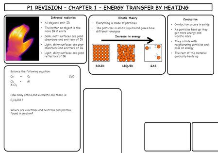 P1 REVISION – CHAPTER 1 – ENERGY TRANSFER BY HEATING
